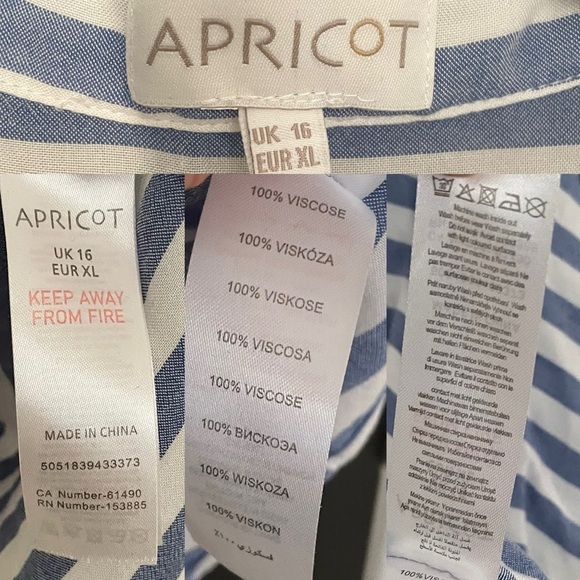 APRICOT Striped Button Front Dolman Sleeve Blouse Blue White XL - Picture 6 of 6